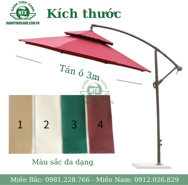 Tán ô 3m có nhiều màu sắc đa dạng