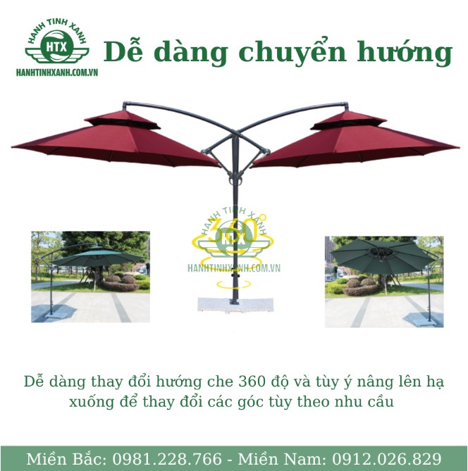 Trục xoay của ô lêch tâm dễ dàng đổi hướng che 360 độ có thể nân lên hạ xuống thoải mái