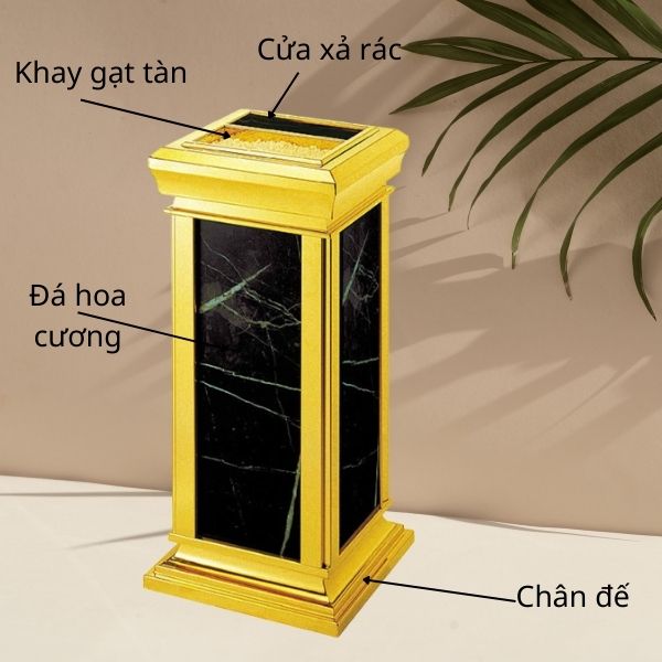 Các bộ phận cấu thành thùng rác đá gạt tàn