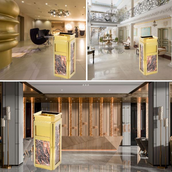 Thùng rác đá sang trọng nên được ứng dụng trong nhiều không gian