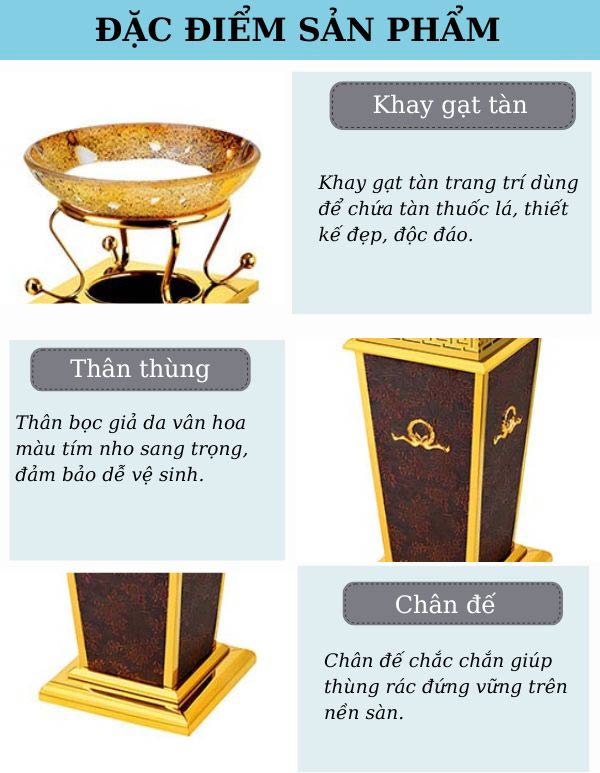 Đặc điểm chi tiết thùng rác đặt sảnh