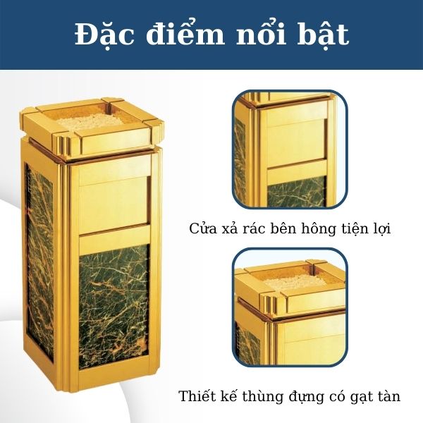 Cửa xả rác và khay gạt tàn thùng rác đá hoa cương