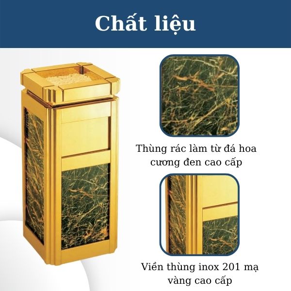 Chất liệu cấu thành thùng rác đá trang trí