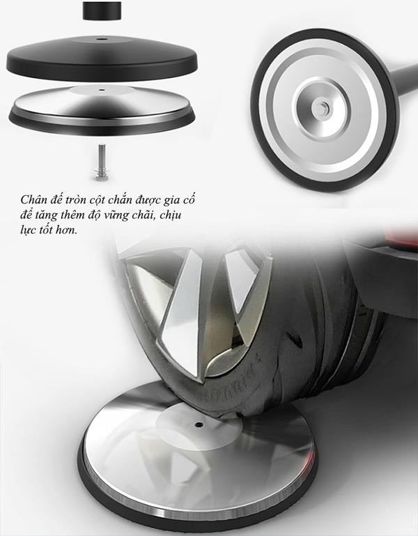 Thiết kế chân đế cột chắn inox dây kéo rút