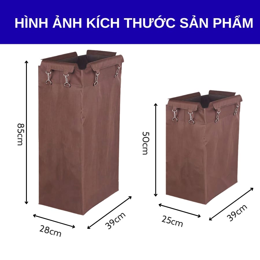Kích thước túi vải bạt xe dọn buồng phòng màu nâu