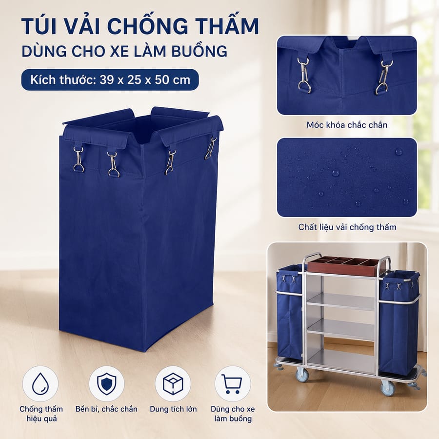 Túi vải xe làm phòng chính hãng, đảm bảo dễ lắp đặt