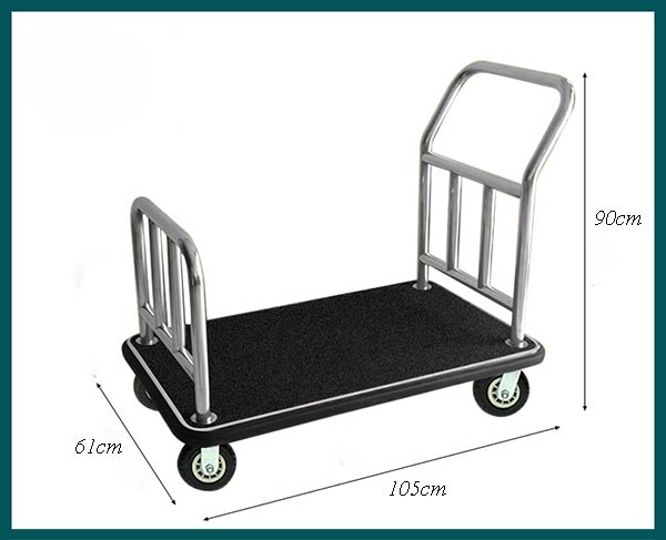 Kích thước xe vận chuyển hành lý khách sạn inox trắng