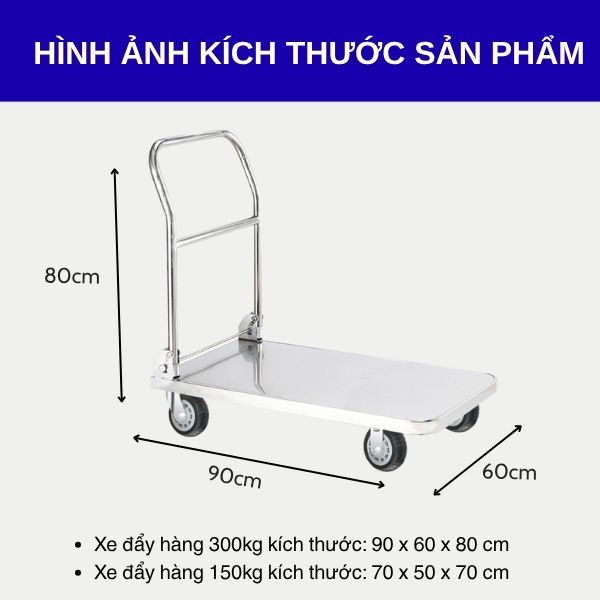 Xe đẩy hàng 300kg - 150kg bằng inox