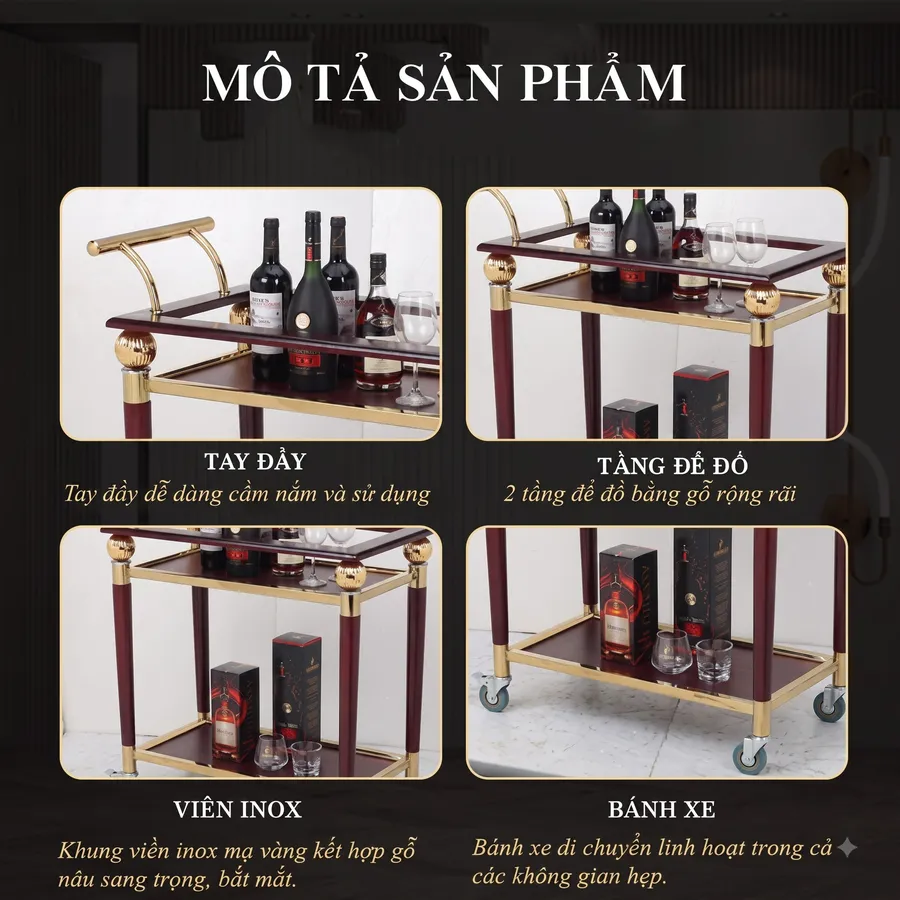 Chú ý tới đặc điểm cấu tạo xe đẩy rượu trà