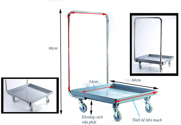 Các chi tiết cấu thành xe đẩy rack đựng bát đĩa, ly tách