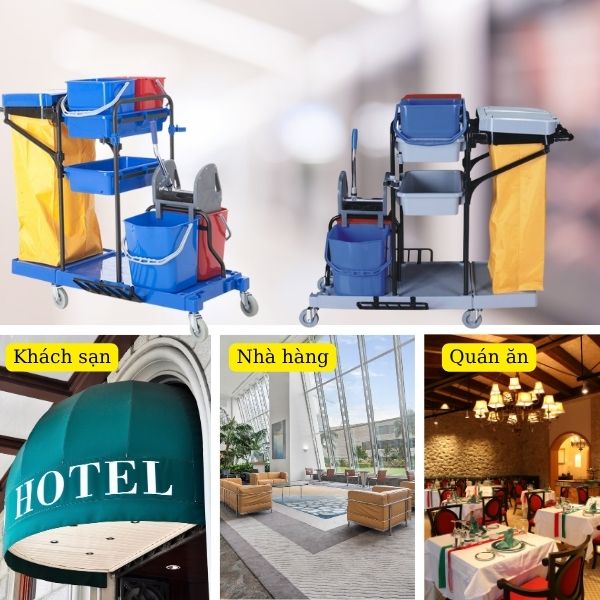 Xe đẩy dọn vệ sinh khách sạn, nhà hàng giá tốt tại Hành Tinh Xanh