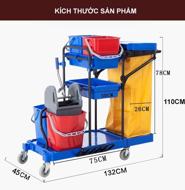 Kích thước xe dọn vệ sinh chuyên dụng