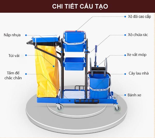 Xe làm vệ sinh chuyên dụng giúp công việc dọn dẹp của nhân viên đỡ vất vả hơn