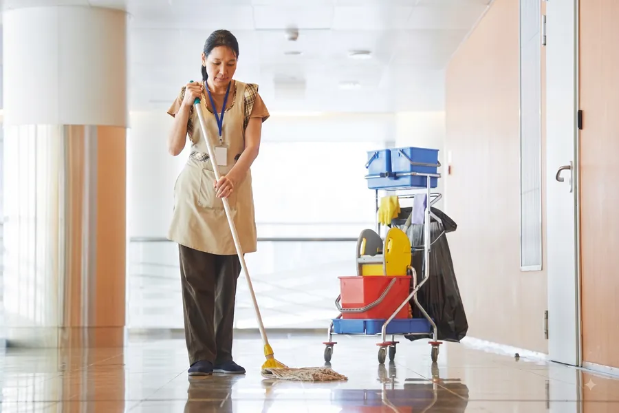 Xe đẩy dọn vệ sinh giảm tải công việc cho nhân viên