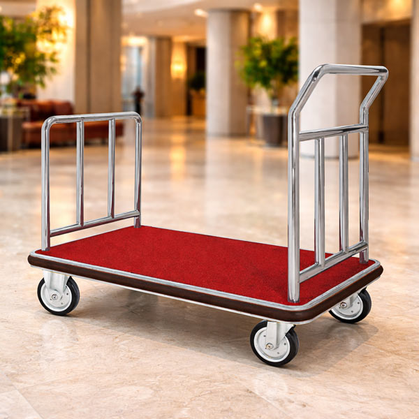 Mẫu xe đẩy hành lý khung inox trắng hình chữ U