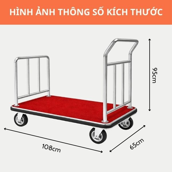 Chi tiết kích thước xe đẩy vali, hành lý khách sạn
