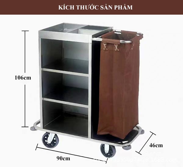 Kích thước xe làm vệ sinh buồng phòng khách sạn