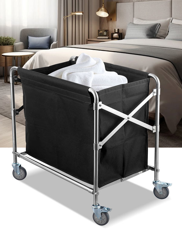 Xe đẩy đồ vải khung inox kiểu dáng gấp gọn được