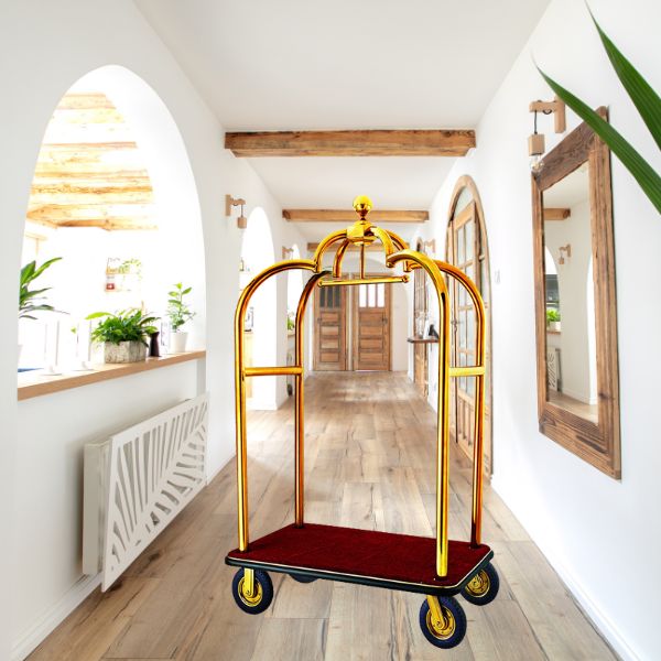 Xe đẩy vali màu vàng kim nổi bật