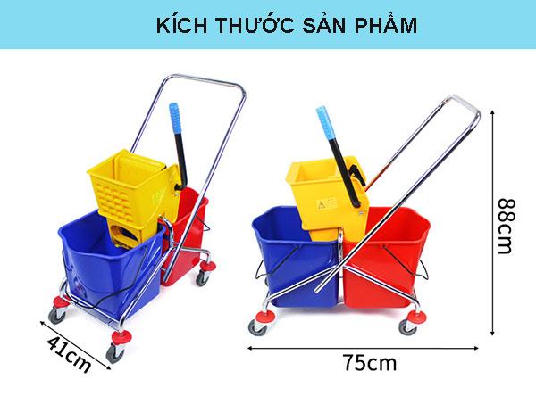 Kích thước xe vắt móp đôi - xe ép cây lau nhà