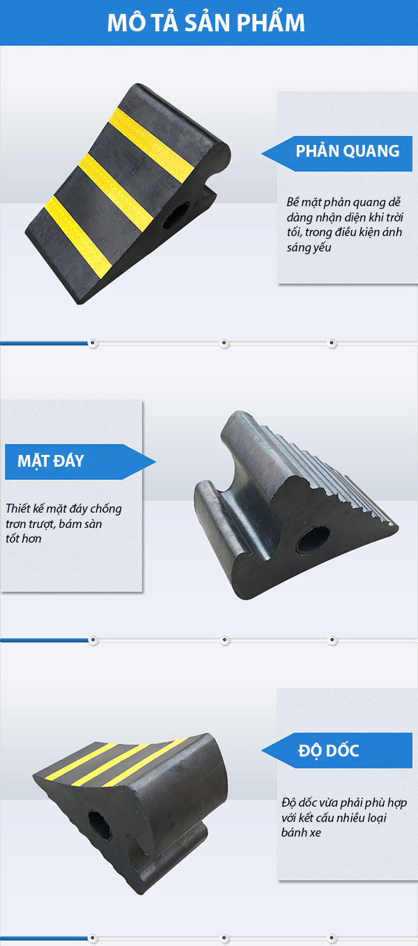 Đặc điểm cao su chèn bánh xe phản quang