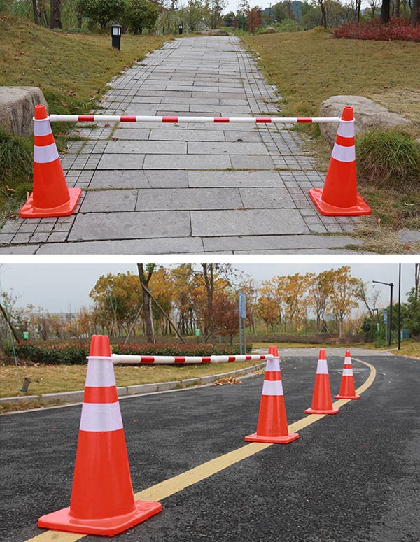 Cọc tiêu bằng nhựa hình nón chóp dùng ở nhiều không gian