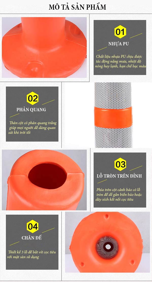 Đặc điểm cấu tạo của cọc tiêu hình trụ ngoài trời