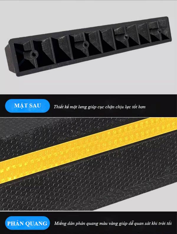 Chi tiết thiết kế cao su chặn lùi bánh xe 75cm