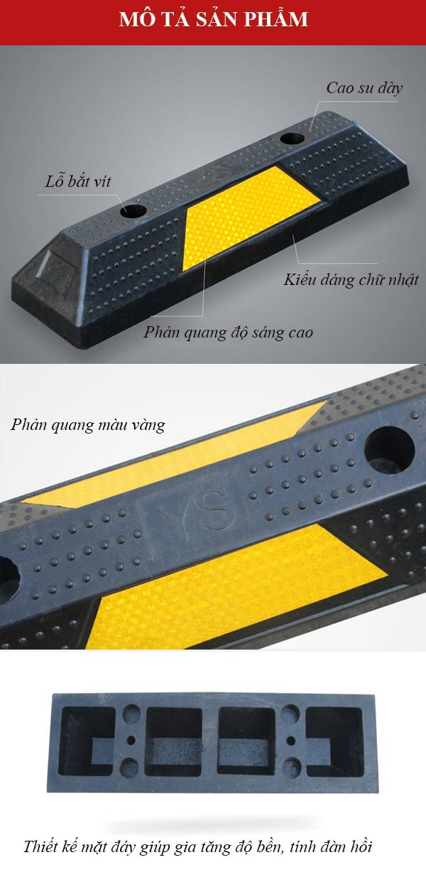 Khám phá đặc điểm cục chặn bánh xe phản quang