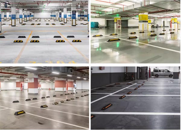 Không gian tầng hầm để xe lắp đặt cục chặn bánh xe