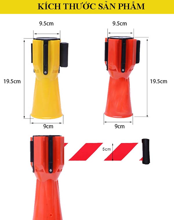 Tham khảo thông tin kích thước của đầu và hộp dây kéo nối các cọc tiêu