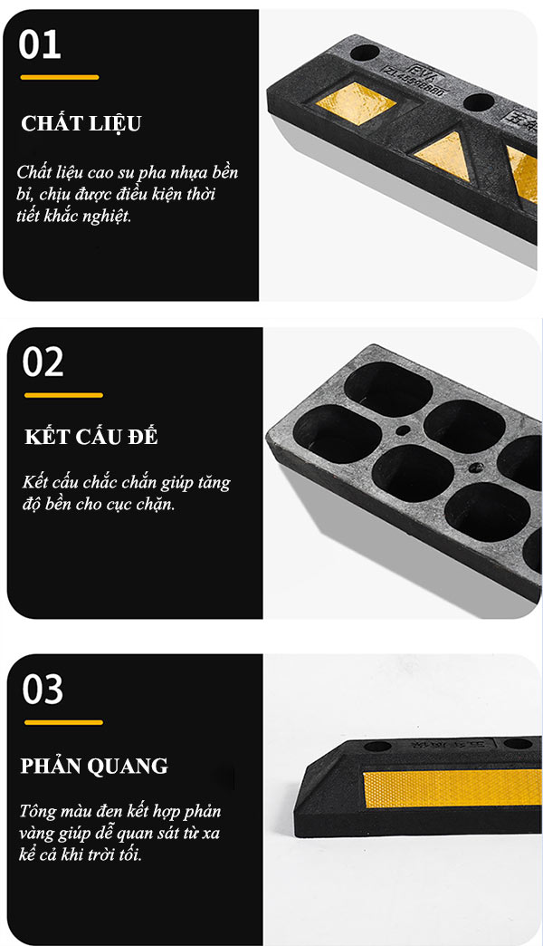 Chi tiết đặc điểm thiết kế của thanh gờ chặn bánh xe 70cm