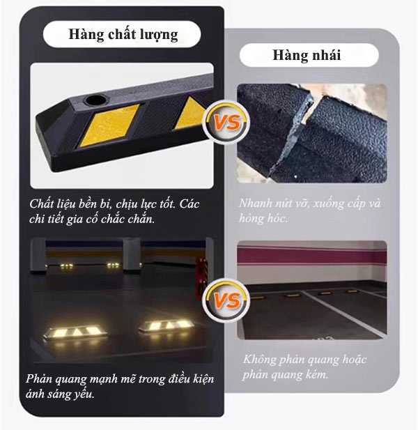 Sự khác biệt của gờ cao su chặn bánh xe Paloca và hàng nhái
