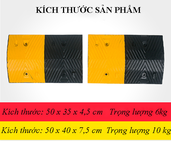 2 loại kích thước gờ cao su giúp giảm tốc độ