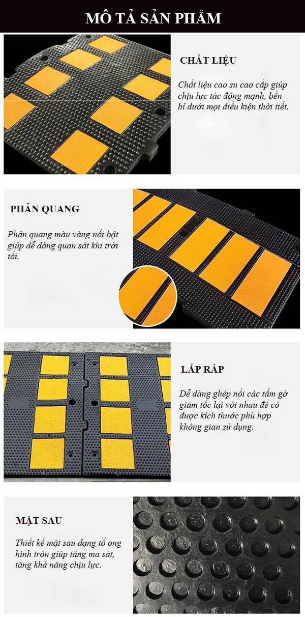 Chi tiết từng đặc điểm của gồ giảm tốc độ cao su