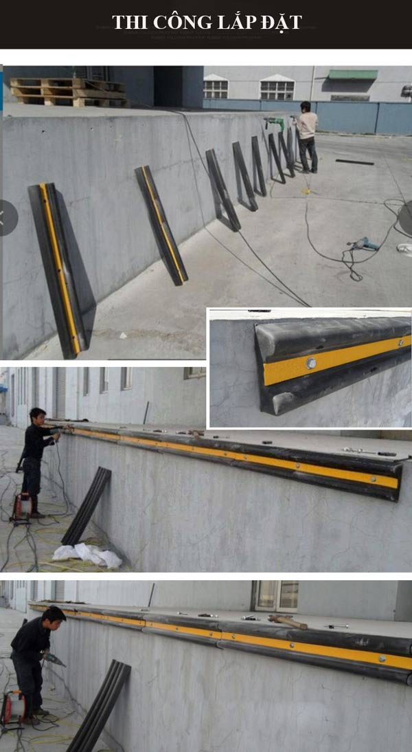 Thi công lắp đặt len tường bảo vệ bằng cao su
