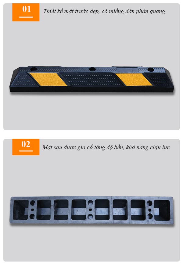 Thiết kế mặt trước và mặt sau của gờ chặn cao su