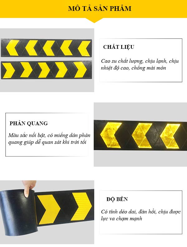 Đặc điểm của thanh ốp tường cao su màu đen vàng