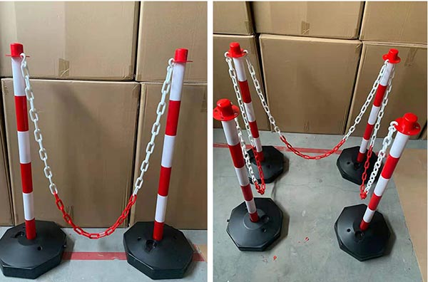 Trụ cảnh báo nguy hiểm lắp thêm dây xích