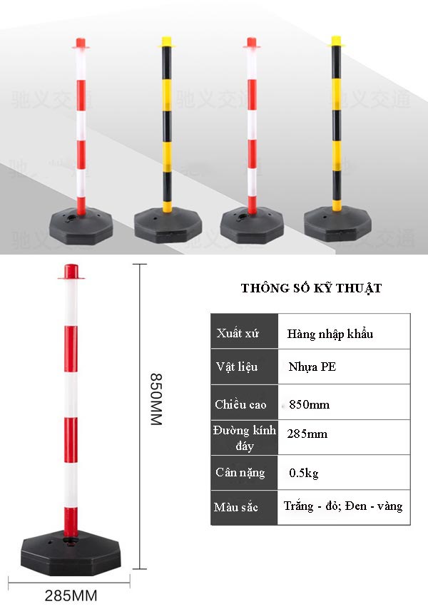Kích thước, màu sắc trụ cảnh báo nguy hiểm