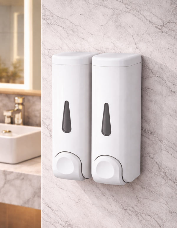 Bình đựng dầu gội sữa tắm bằng nhựa 2 ngăn