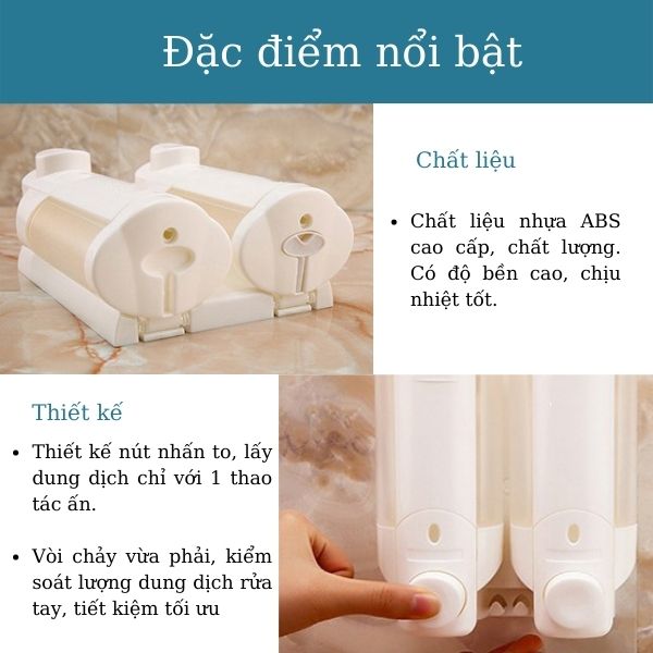 Đặc điểm nổi bật của hộp đôi đựng nước rửa tay 350ml