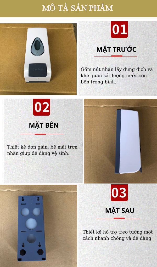 Bình nhựa 600ml đựng nước rửa tay gắn tường