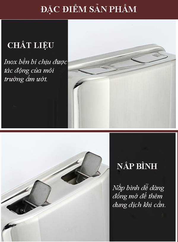 Chi tiết các bộ phận của hộp đựng dầu gội, sữa tắm 2 ngăn