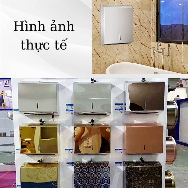 Hình ảnh thực tế hộp đựng giấy lau tay gắn tường