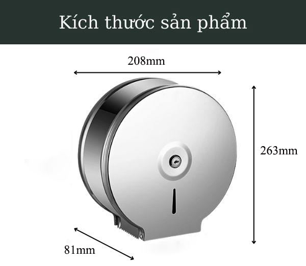 Chi tiết kích thước hộp inox tròn đựng giấy vệ sinh