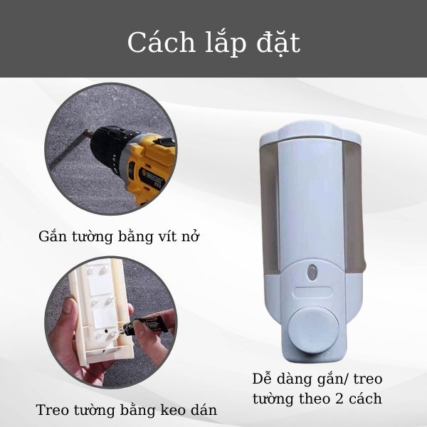 Một số cách lắp đặt hộp đựng nước rửa tay treo tường