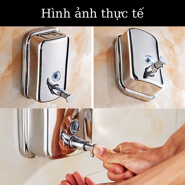 Hình ảnh thực tế hộp đựng nước rửa tay inox