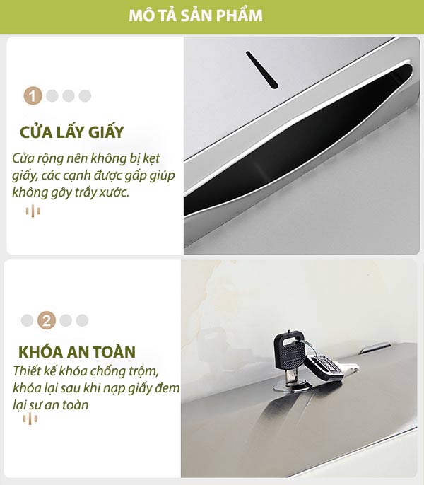 Hộp inox 304 đựng giấy lau tay cao cấp