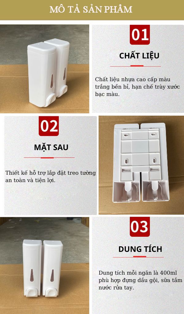 Mô tả đặc điểm bình đựng dầu gội sữa tắm